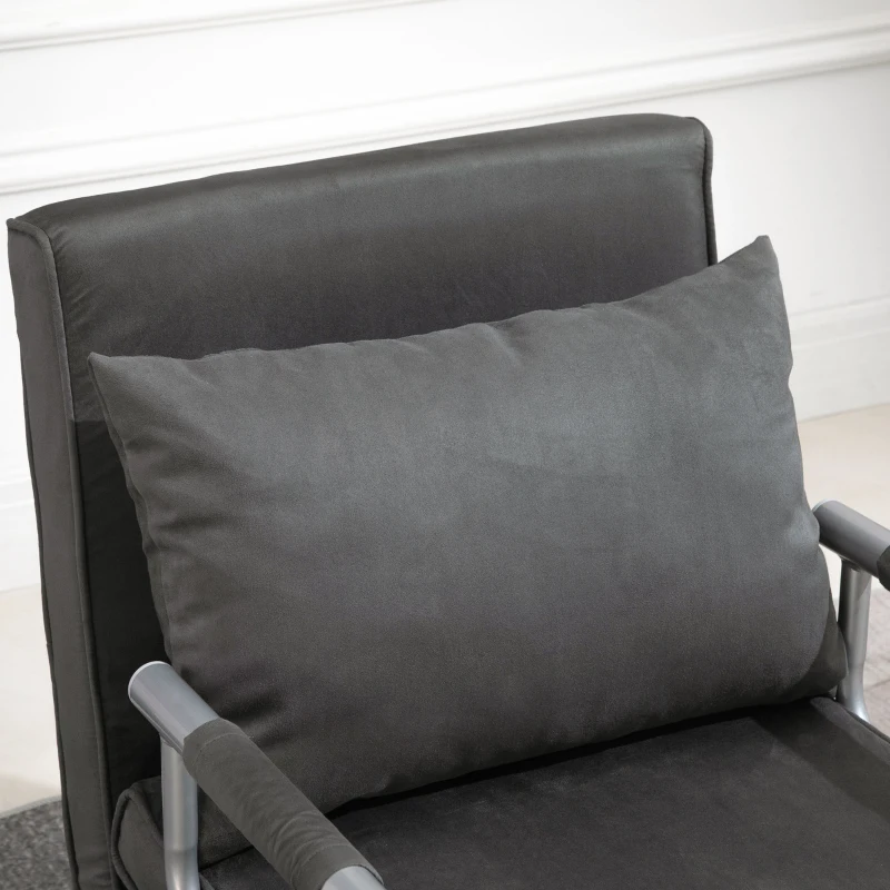 HOMCOM Modern Chair Bed Sleeper Foldable Portable Armchair Bed with Pillow for Living Room, Bedroom and Guest Room, Grey