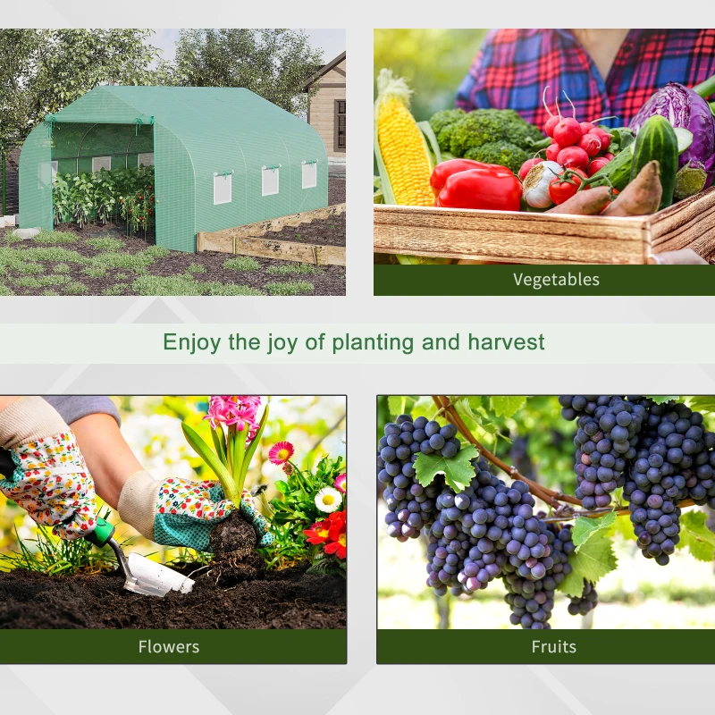 Outsunny Kas tunnelserre folie kweekkas koude kas plantenkas groen