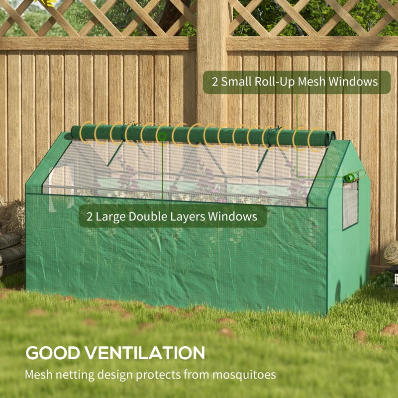 Outsunny Mini-kas kweekbed foliekas, weerbestendig, 180 x 92 x 92 cm, Groen