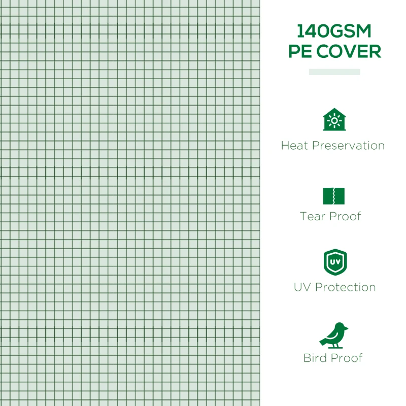 Outsunny foliekas minitunnelkas met gaasvenster, UV-bestendig koudframe voor tuinteelt, PE-folie, groen, 200 x 80 x 45 cm