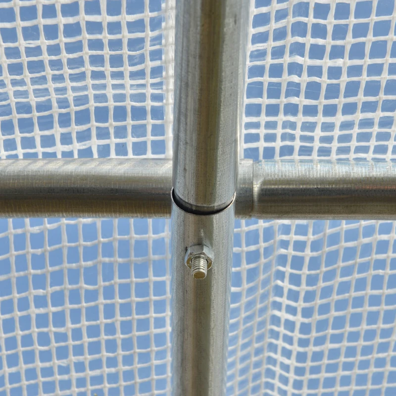 Outsunny Foliënkas met 6 oprolbare ramen, deur met ritssluiting, roestvrij stalen frame, 2,95 x 2 x 2 m, wit