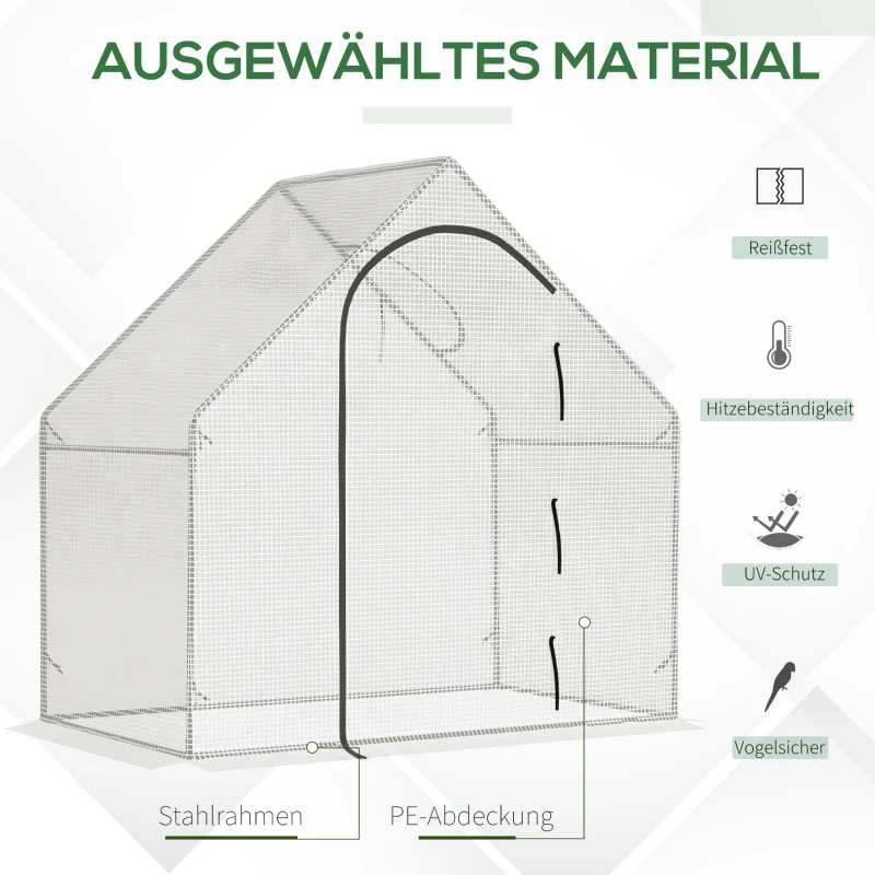 Outsunny Szklarnia przechodnia, 1,80 x 1,00 x 1,68 m, szklarnia foliowa, wytrzymała folia, Biała