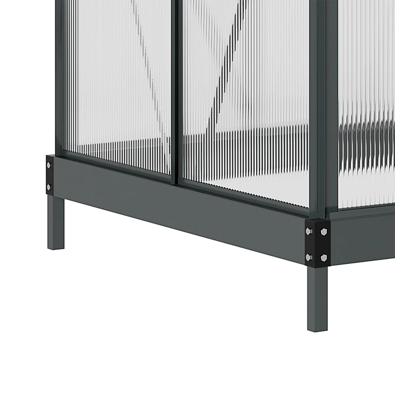 Outsunny 6 x 4ft Polycarbonate Greenhouse - Large Walk-In Green House with Sliding Door and Window, Garden Plants Growth House with Aluminium Frame and Foundation, Grey(m-8)