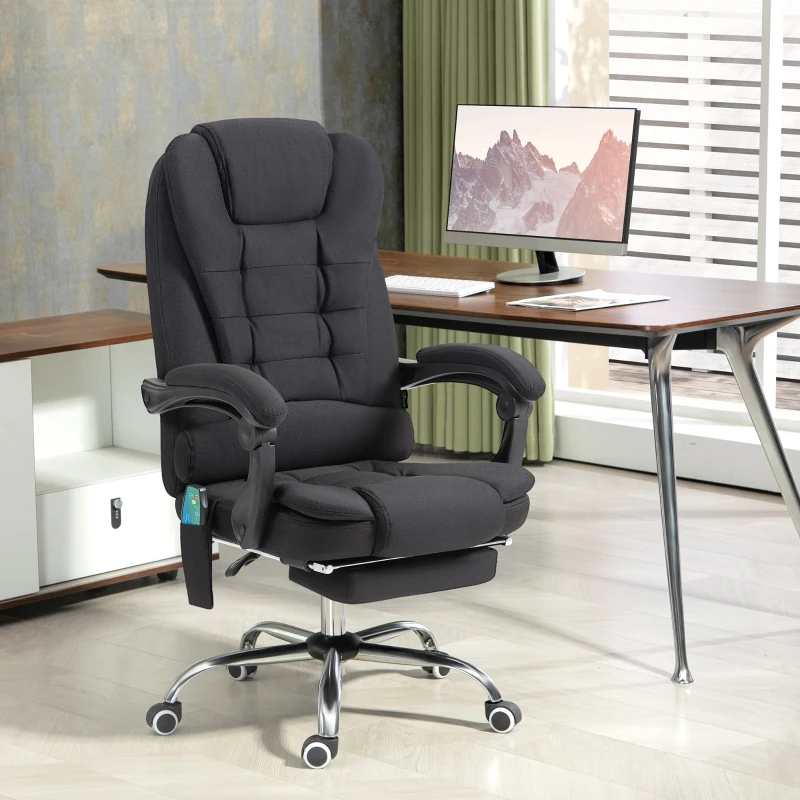 Vinsetto Bureaustoel met Massage- en Verwarmingsfunctie, Ergonomisch, Hoogteverstelbaar, Zwart(m-2)