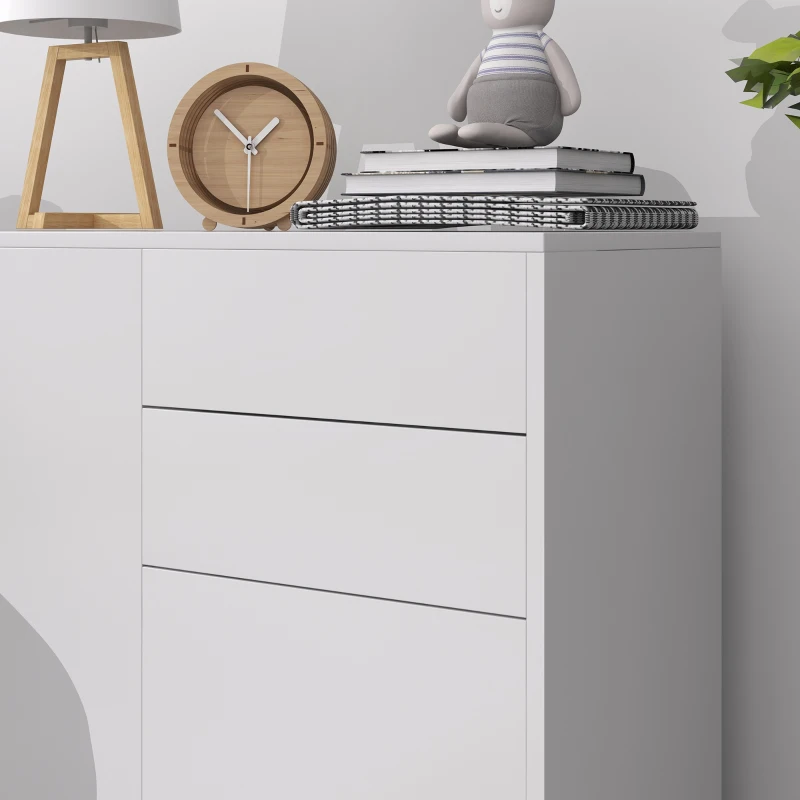 HOMCOM Comoda cu 2 dulapuri si 2 sertare, 79x36x74cm, alb lucios(m-8)