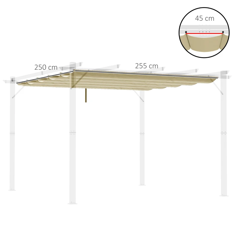 Outsunny Vervangend dak voor 3 x 3 m Pergola, intrekbaar, met regenafvoergaten, weerbestendig, Polyester, Beige