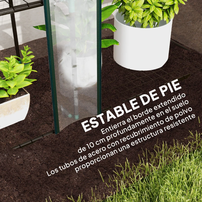 Outsunny Invernadero de Exterior con Estantes de 3 Niveles Puertas con Cremallera y Marco de Acero 215x46x151 cm Transparente