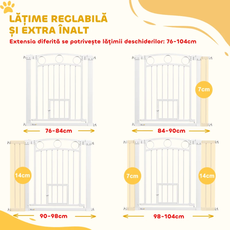 PawHut Bariera Siguranta cu Usa Pisici – 76-104cm