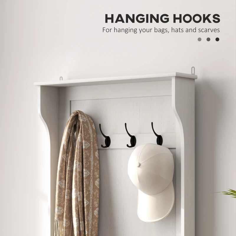 HOMCOM Cuier de Intrare 3 în 1 cu 4 Cârlige, Etajeră pentru Pantofi și Bancă Depozitare, 71,5x39,5x170 cm, Maro(m-5)