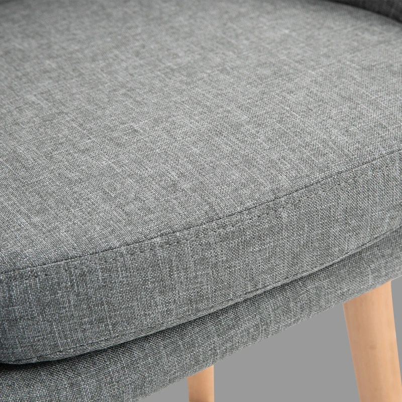 HOMCOM Linen Upholstered Set Of 2 Home Bar Stools Grey(m-9)