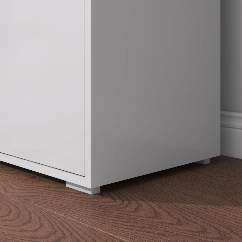 HOMCOM Comoda cu 2 dulapuri si 2 sertare, 79x36x74cm, alb lucios(m-9)