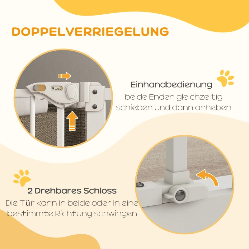 PawHut Türschutzgitter für Hunde, Absperrgitter, Schutzgitter für Haustiere, Metall, Kunststoff, 74-80 cm, Weiß