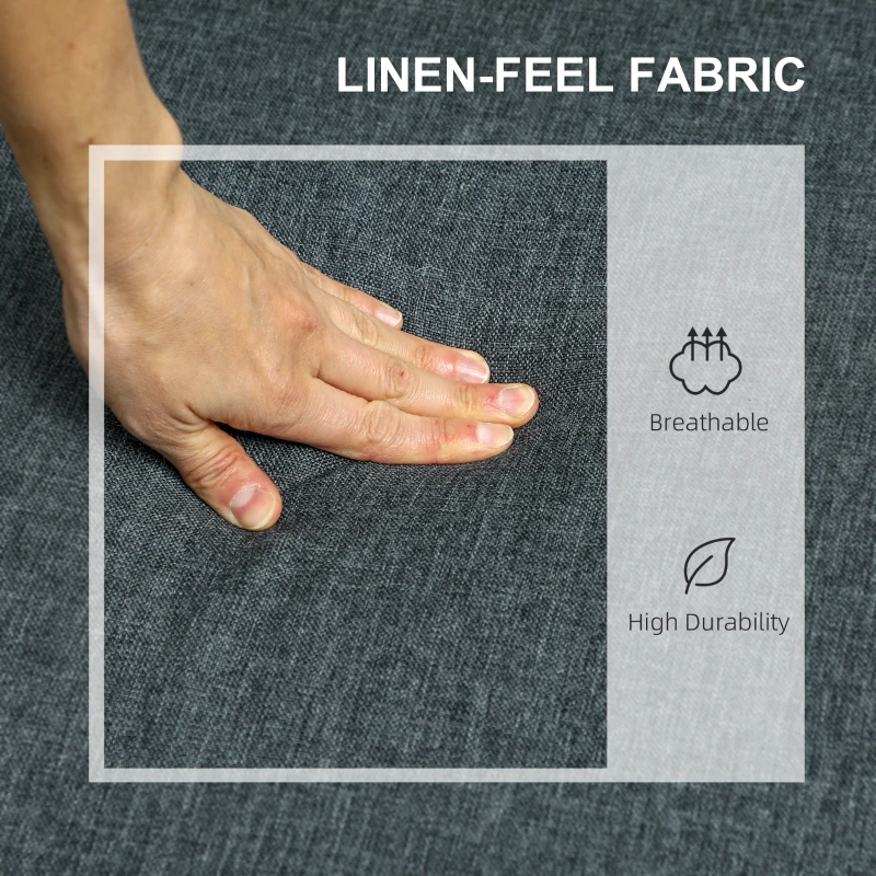 HOMCOM Canapea Modernă cu 2 Locuri, Brațe, 2 Perne Detașabile și Spațiu pentru Depozitare, 135x72x84 cm, Gri