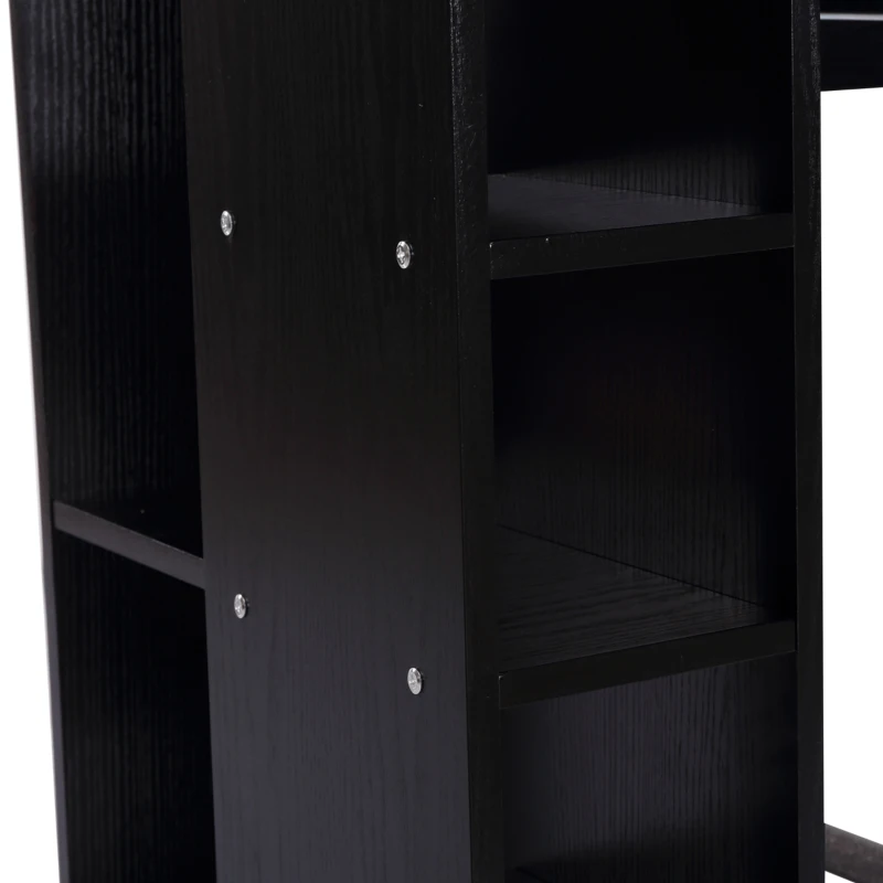 HOMCOM Masa de Birou pentru Calculator, Moderna, Masa de Birou PC cu Etajera Culisanta pentru Tastatura, 152 x 60 x 88 cm, Neagra