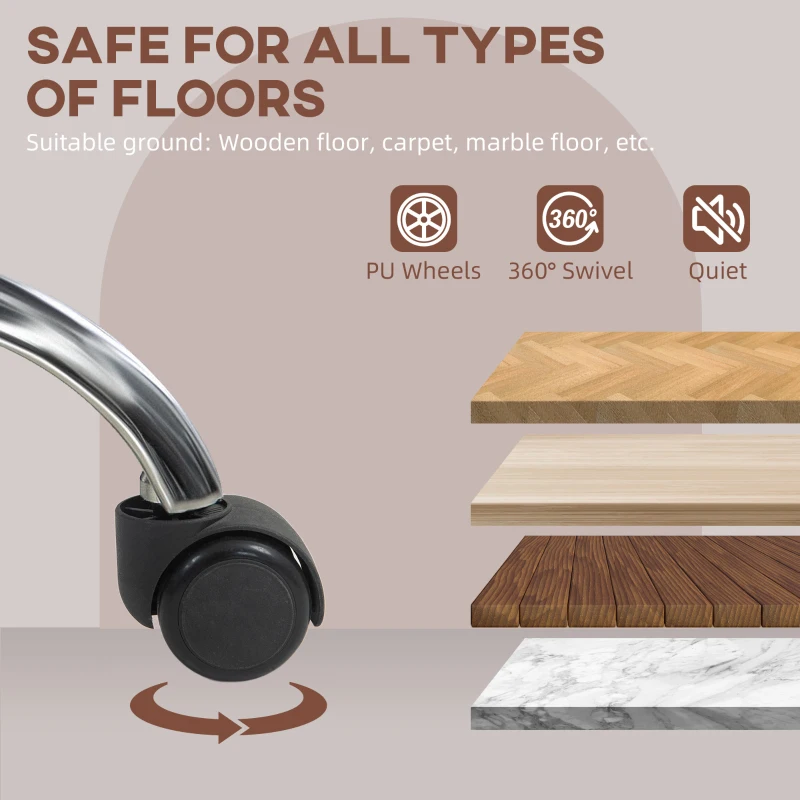 HOMCOM Swivel Office Chair with Wheels, Adjustable Height, Brown Synthetic Leather