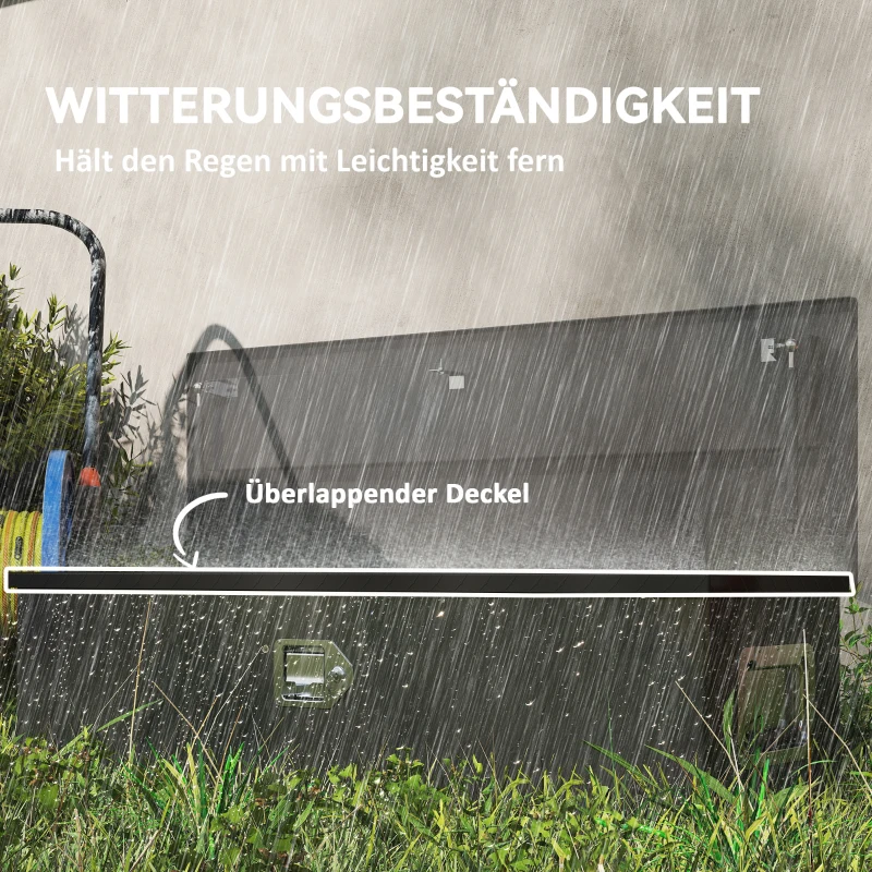 HOMCOM Robuuste Aluminium Opbergkist met Zijhandvatten, Slot en Sleutels, Gereedschapskist, 99 x 33 x 35,5 cm