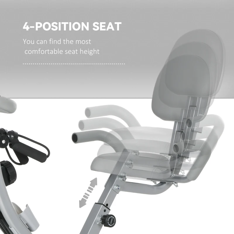 HOMCOM Folding Exercise Bike 8 Levels of Magnetic Resistance Adjustable Seat Backrest Ergonomic Handles Black Gray(m-5)