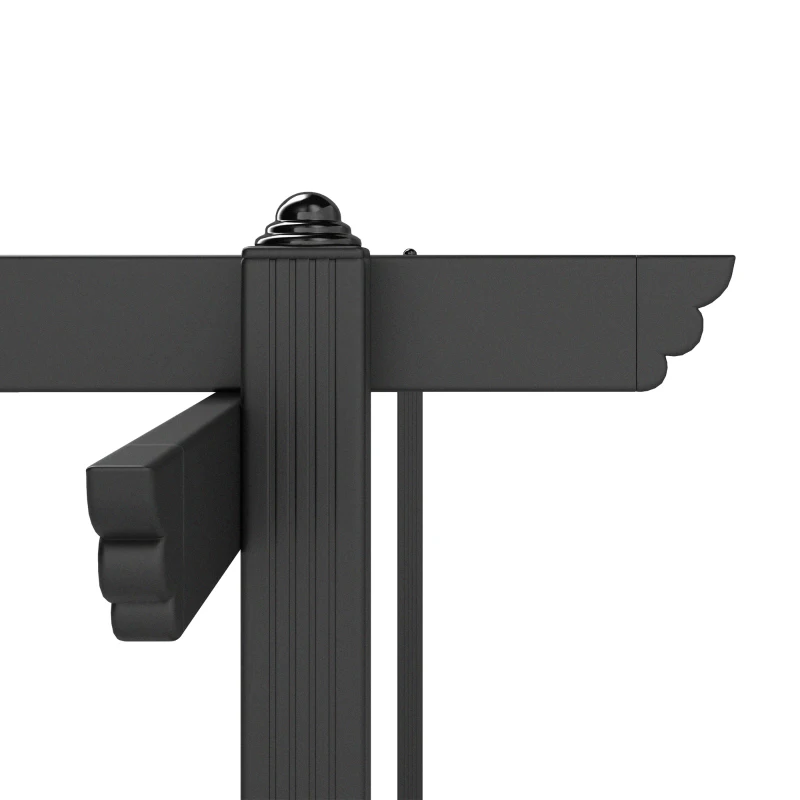 Outsunny Gazebo Pergola 4x4 m con Tettuccio Retrattile, 8 Viti e 8 Picchetti in Alluminio, Poliestere e Metallo, Bianco