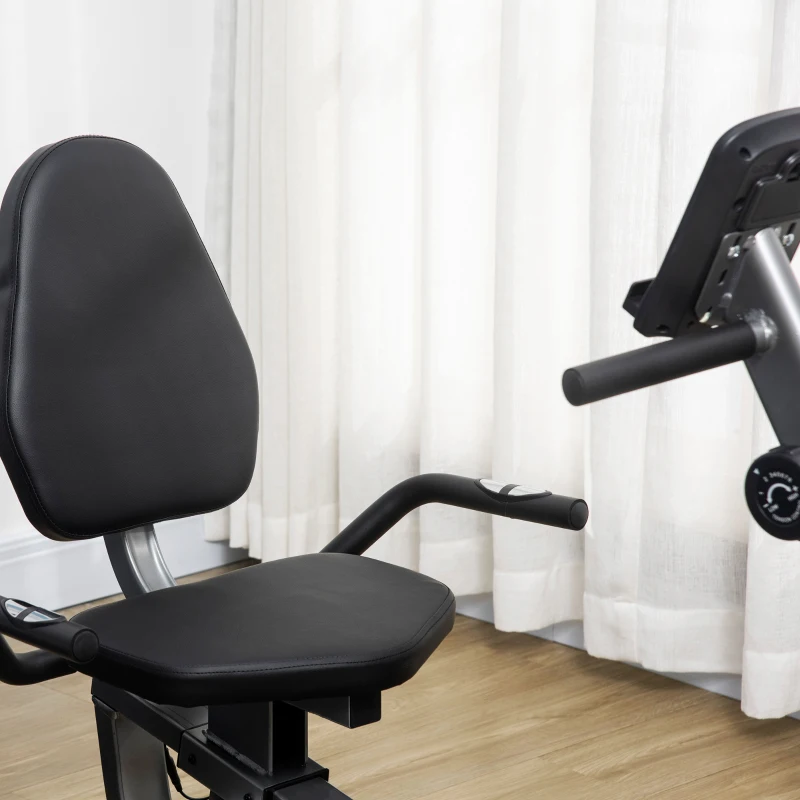 HOMCOM Semi-Reclined Magnetic Exercise Bike with LCD Multifunction Screen Adjustable Seat 8 Resistance Levels(m-10)