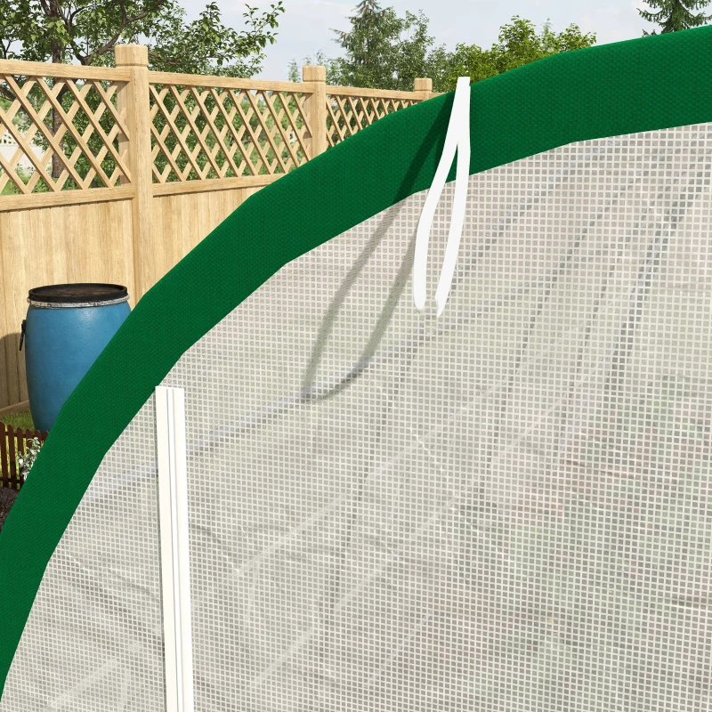 Outsunny Garden Tunnel Greenhouse 18m² 6L x 3W x 2H m - 8 Windows, Zippered Roll-Up Door, Galvanized Steel, PE Cover, White
