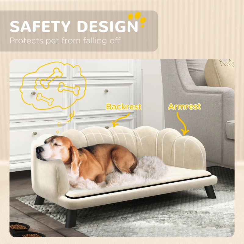 PawHut Contemporary Seashell-Shaped Dog Sofa Bed for Dog Cat 98L x 60W x 35H cm Plush Velvet Cushion Green