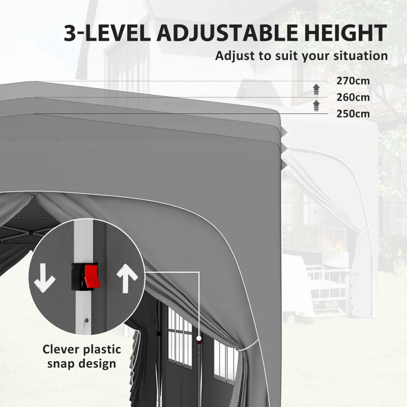 Outsunny Pop-Up Folding Gazebo 3 x 6m, UPF50+ Adjustable Height, with Carrying Bag and Sandbags, Light Gray