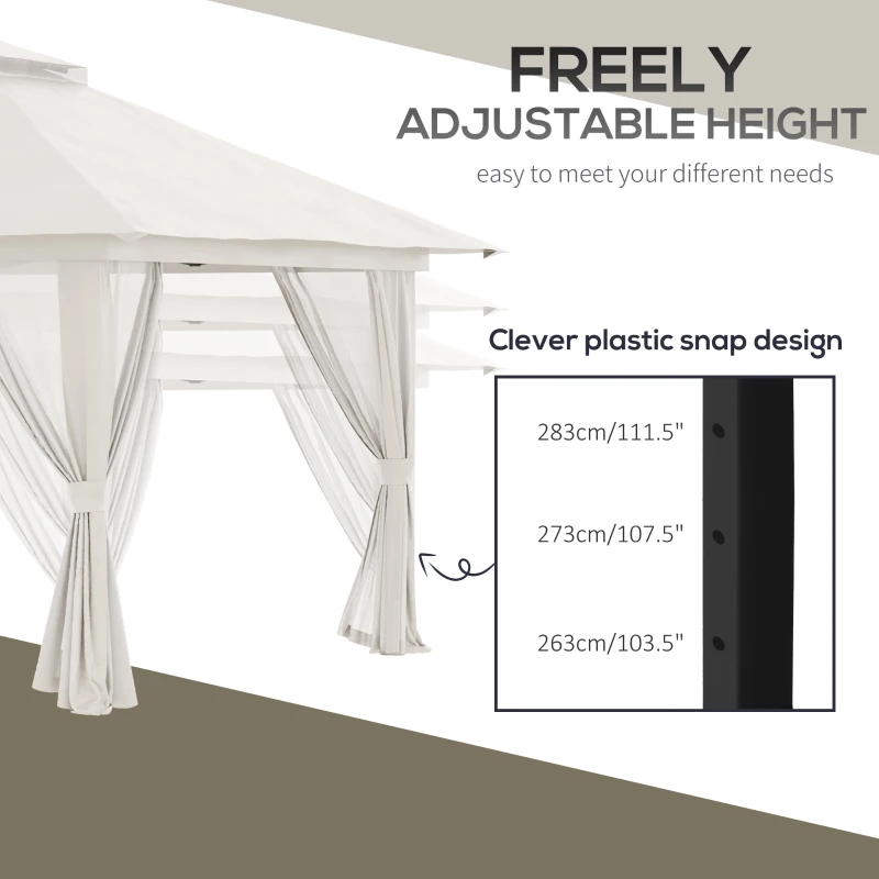 Outsunny Pop-up Folding Garden Gazebo with Double Roof UV 50+ Protection with 4 Zippered Mosquito Nets 4 x 4 m White