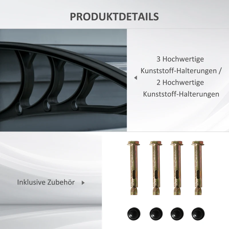 Outsunny Voordak, voordeuroverkapping, overkapping voor ingangen en ramen, 100L x 75B x 23H cm, Zwart