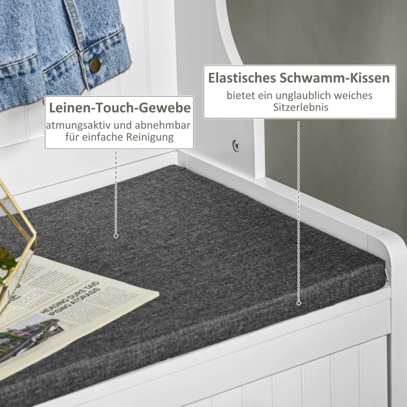 HOMCOM Garderoba z Haczykami, Stojak na Buty, do Przedpokoju, Korytarza, Metal, MDF, Biały+Szary