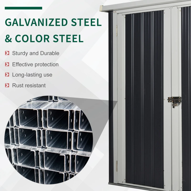 Outsunny 5' x 3' Metal Storage Shed, Garden Tool House with Double Doors for Backyard, Patio