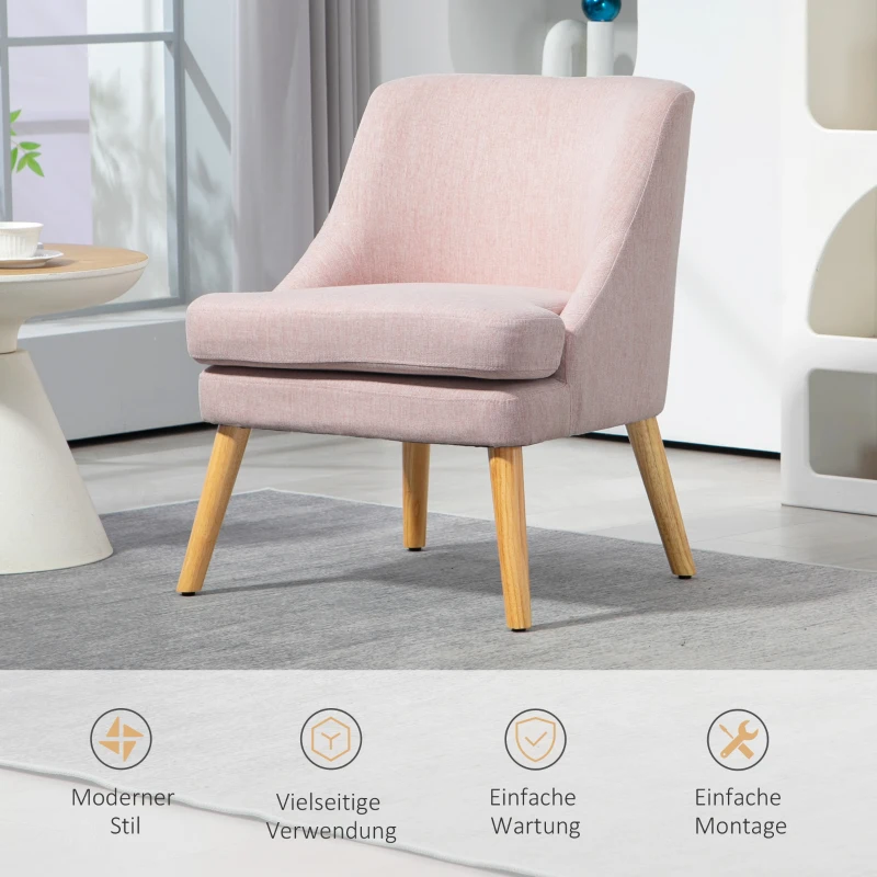 HOMCOM Accentstoel in Scandinavische stijl, fluweel, 25D-schuim, poten van Heveahout, beige, 63x69x79,5 cm