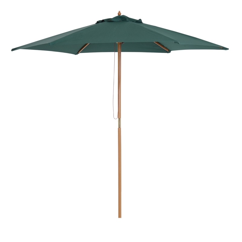 Outsunny 2.5m Wood Garden Parasol Sun Shade Patio Outdoor Wooden Umbrella Canopy Green