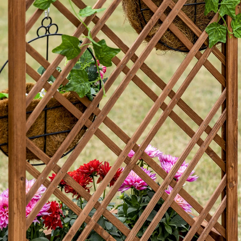 Outsunny Raised Garden Bed Planter Box with Trellis Wooden Trellis Planter Yellow 60 x 30 x 122.5 cm