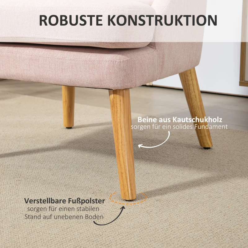 HOMCOM Accentstoel in Scandinavische stijl, fluweel, 25D-schuim, poten van Heveahout, beige, 63x69x79,5 cm