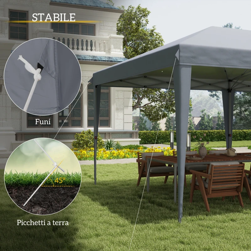 Outsunny Gazebo da Giardino Pop-up 6x3 m Pieghevole, Tendone per Feste con Sacca di Trasporto, Grigio