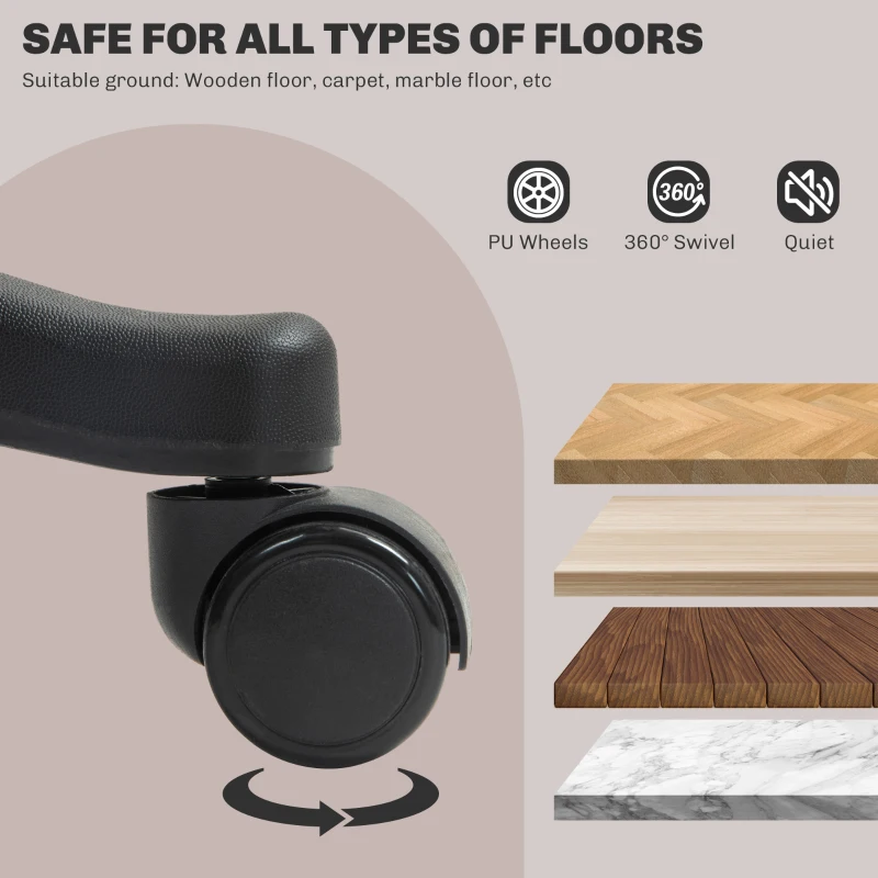 HOMCOM Office Chair, Desk Chair, with Rocking Function and 360° Swivel Seat, 65L x 69W x 110-120H cm, Black