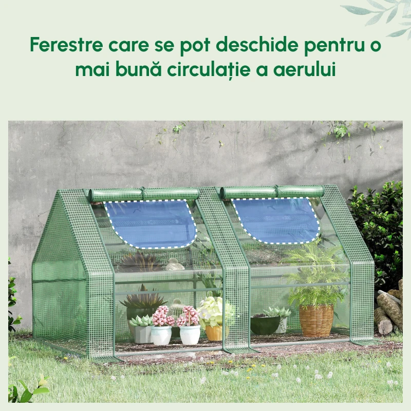 Outsunny sera din otel, copertina PE 180x90x90 cm, verde