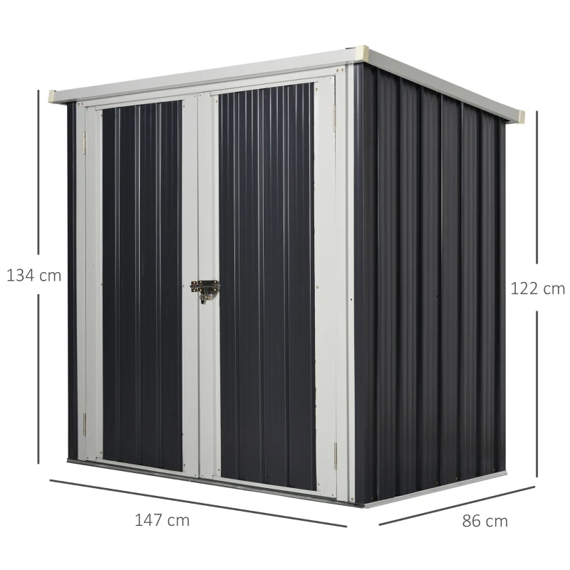 Outsunny 5' x 3' Metal Storage Shed, Garden Tool House with Double Doors for Backyard, Patio