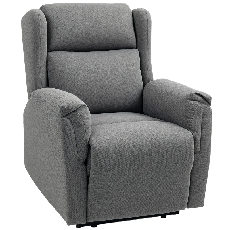 HOMCOM Relaxfauteuil, Verstelbare Gestoffeerde Fauteuil met Voetensteun, 160° Kantelbaar, Linnenlook, Snelle Montage, Donkergrijs(m-10)