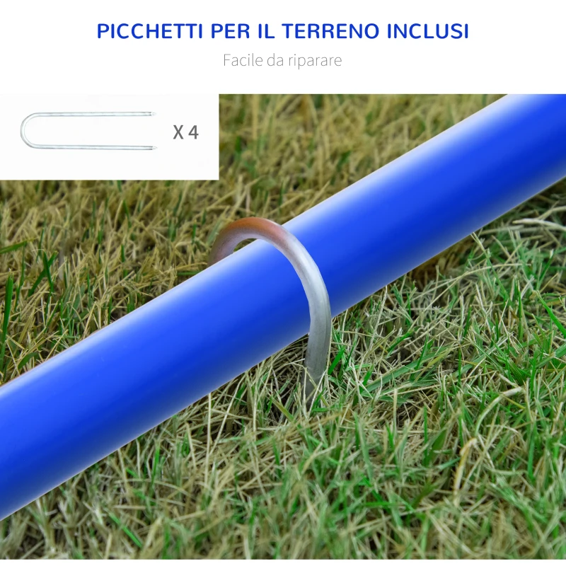 PawHut Set Agility Dog con 4 Archi Componibili e Borsa da Trasporto, in PE e ABS, 88x64x95 cm, Blu e Arancione