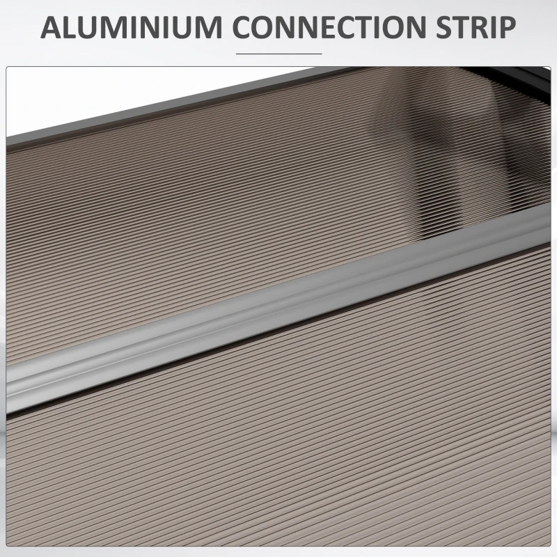 Outsunny Deurluifel, Bescherming tegen Regen, Wind en Hagel, Polycarbonaat, Aluminium, 103 x 96,5 x 27 cm, Bruin