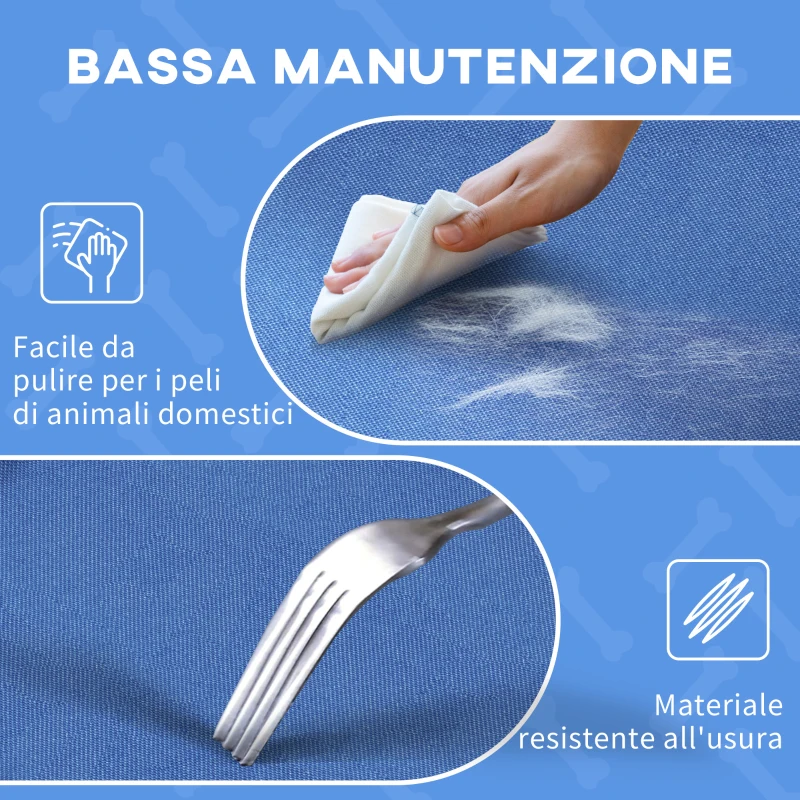 PawHut Cuccia Lettino per Cani Rialzato Pieghevole per Interno ed Esterno in Metallo e Tessuto Oxford, 76x61x18 cm, Blu