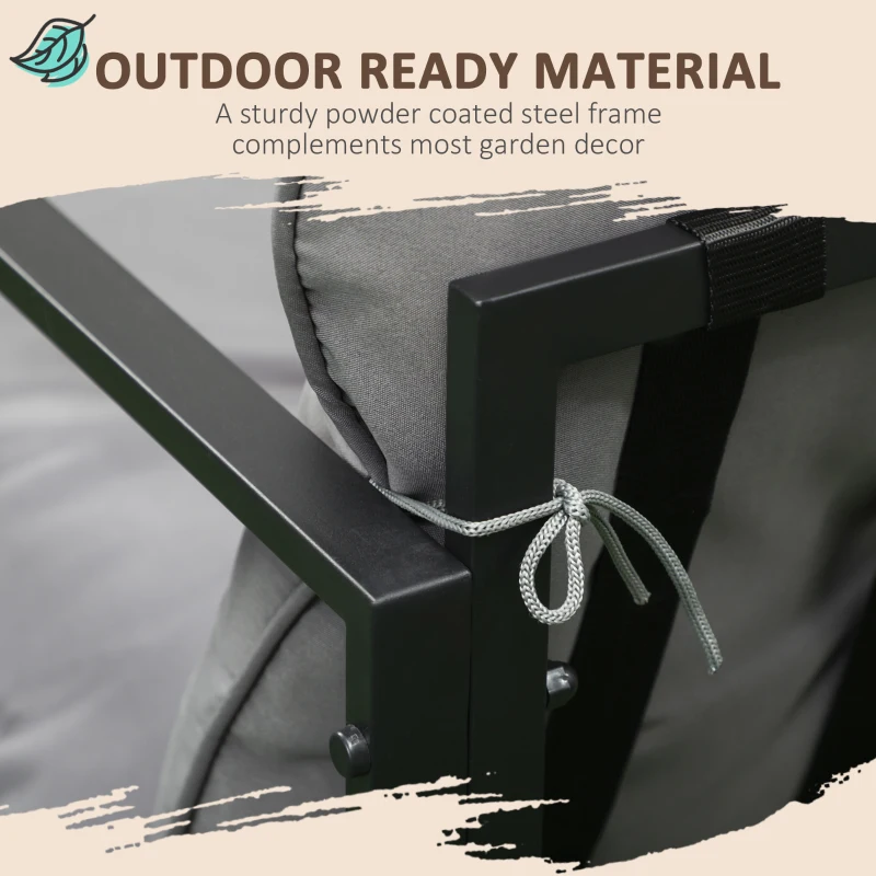 Outsunny Garden Furniture Set, 1 Glass Table, 2 Armchairs, 1 Sofa, Weather-Resistant, 114cm x 70cm x 67cm, Gray + Black