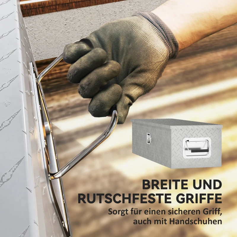 HOMCOM Robuuste Opbergkist van Aluminium met Zijhandgrepen, Slot en Sleutels, Gereedschapskist, 99 x 33 x 25,5 cm