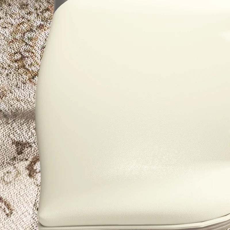 HOMCOM Set of 2 Louis XVI style solid rubber wood patinated dining chairs synthetic covering cream