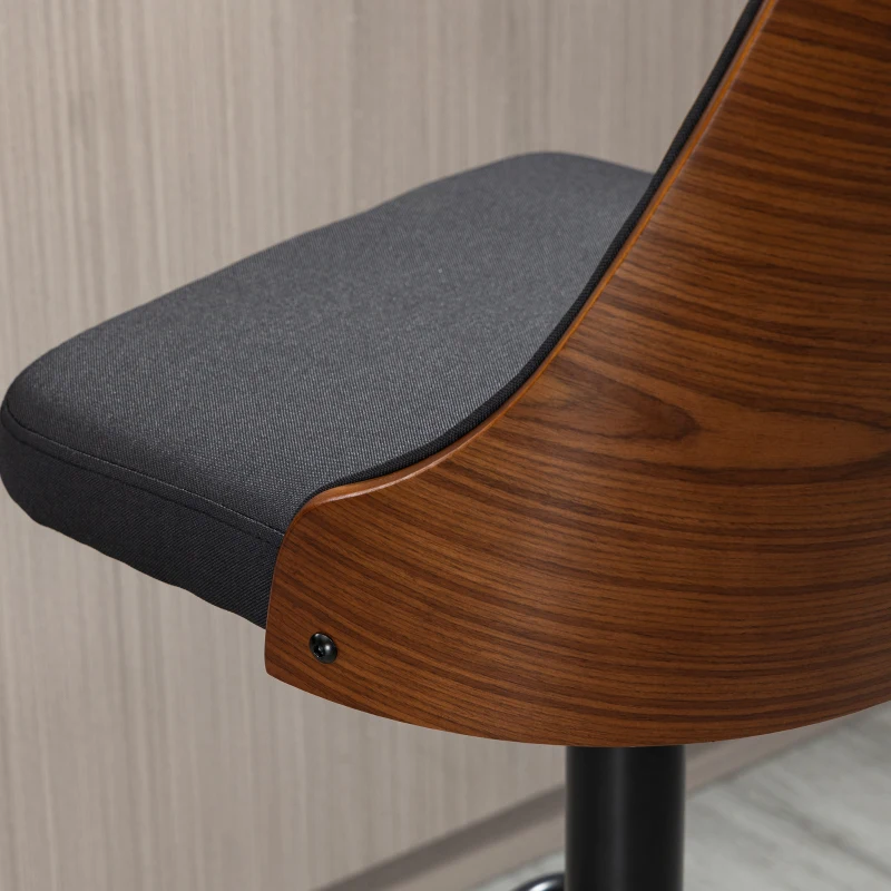 HOMCOM Set of 2 Adjustable Height Swivel Bar Stools with 360° Rotation and Footrest, Tufted Fabric