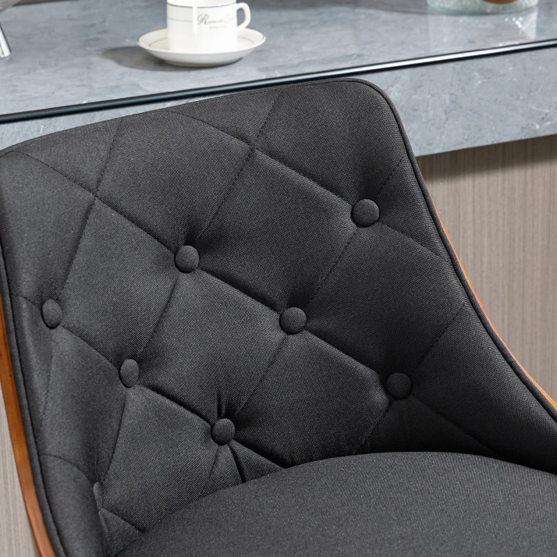 HOMCOM Set of 2 Adjustable Height Swivel Bar Stools with 360° Rotation and Footrest, Tufted Fabric