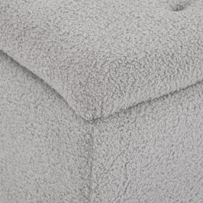 HOMCOM Storage Bench Storage Chest Cashmere Surface Rubberwood Legs 95 x 38 x 45 cm Gray