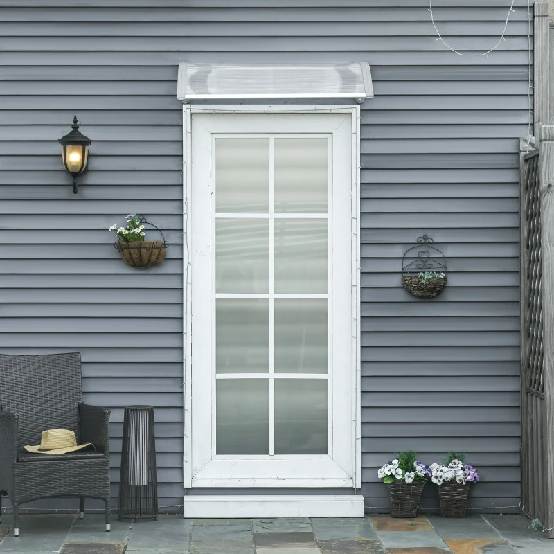 Outsunny Deuroverkapping, Overkapping voor Ingangen en Ramen, 100L x 75B x 23H cm, Zilver