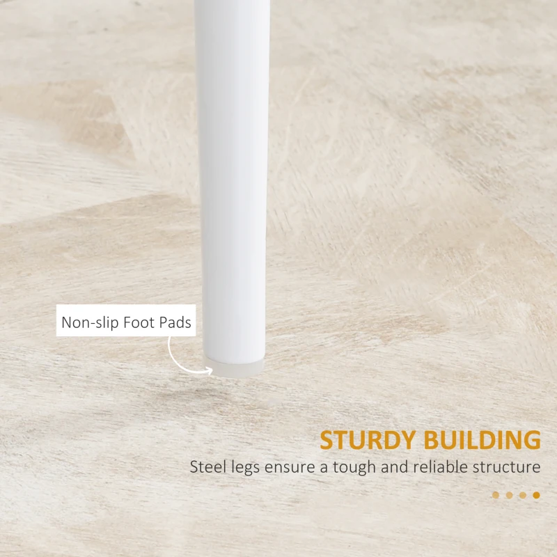 HOMCOM Set of 4 Dining Chairs with High Back, Synthetic Upholstery, and Steel Legs, White